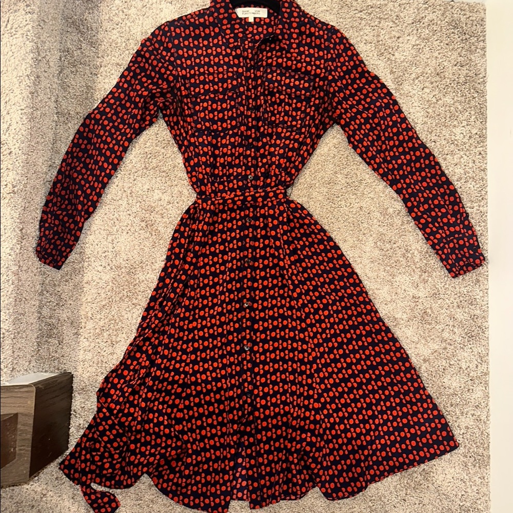 Diane Von Furstenberg Silk Polka Dot Wrap Dress